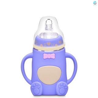 Ola Platube - botella de vidrio para bebé, diseño de oso, diseño de silicona, Anti-cólico, resistencia a la caída, biberón de alimentación