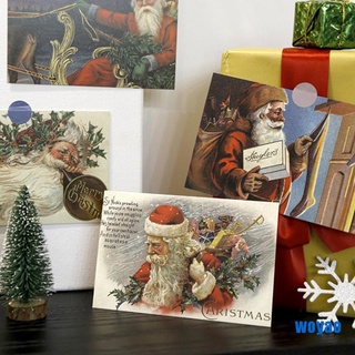 [Wow] 15 Piezas De Santa Claus Decorativas Fotos Postales Retro Estilo Navideño Pared Sticke [my]