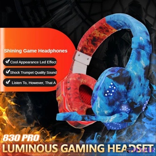 830pro Gaming auriculares Gamer auriculares sonido envolvente estéreo con cable auriculares USB micrófono colorido luz PCLaptop jugador