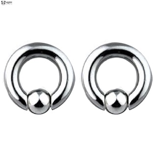 1 par de anillos de acero inoxidable con cuentas de acero (3.2mm) x16mm