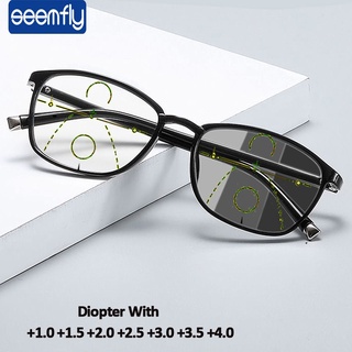 seemfly multifocal progresivo óptico gafas de lectura hombres mujeres presbicia ultraligero gafas anti blue ray tr90 marco +1.0 3.5