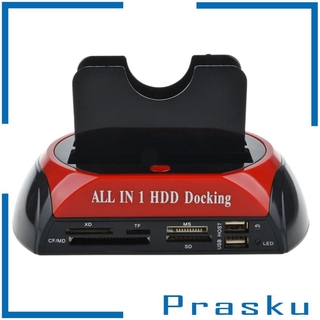 [PRASKU] Base de acoplamiento HDD SATA IDE Dual USB 2.0 clon disco duro lector de tarjetas AU plug (8)