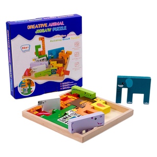 sa rompecabezas de animales 3d cubo de madera juguetes de madera juguetes educativos rompecabezas para niños