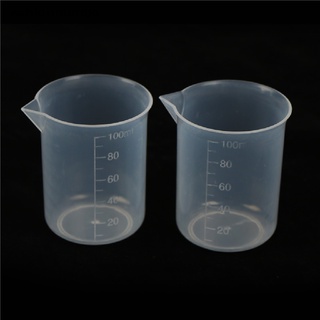 [ashionmango] 2 piezas de 100 ml de plástico transparente graduado taza de medición jarra vaso de laboratorio herramienta caliente