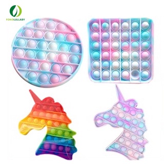 24H entrega Push pop it burbuja sensorial arco iris Fidget unicornio ToyRestore emociones aliviador de estrés juguete para ansiedad