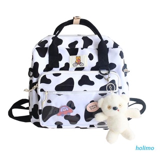holimo simple vaca impresión mochila de gran capacidad bolso multiusos mujer salvaje bolso de hombro adolescente portátil de viaje
