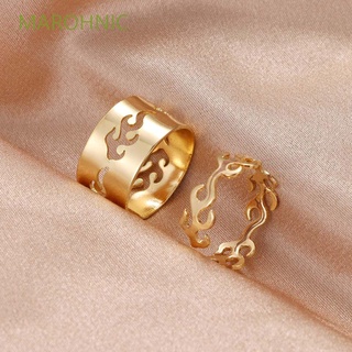 marohnic hombres pareja anillos simples abiertos anillos conjunto de llama dedo anillos coincidencia hueco punk oro plata color regalos vintage estilo coreano/multicolor