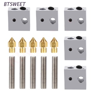 BTS1 Throat Tube + Extruder Nozzle Print Heads +M6 Heater Block Hotend for 3D Printer