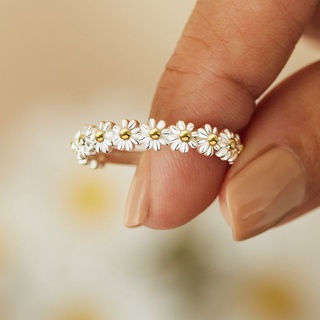 Anillos Vintage De margarita Para mujer lindo anillo De Flor ajustable abierto Cuff anillos De compromiso boda Bague joyería Para mujer