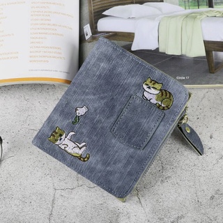 lindo gato de dibujos animados bordado bifold bolso de la tarjeta de efectivo titular de las mujeres de la pu corto cartera (3)