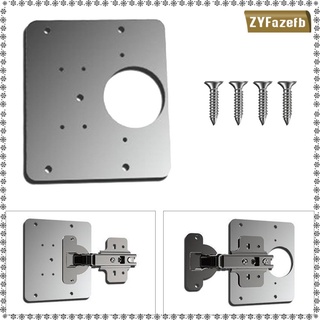 kit de soporte de fijación de placa de reparación de bisagras de gabinete de acero inoxidable con agujero y tornillos para ventana de muebles de madera (7)
