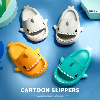 [EJOY BBshoe] 1 Pair Baby Sandals Cartoon Shape Anti-slip Soft Sole Thick Children Shark Slippers for Home