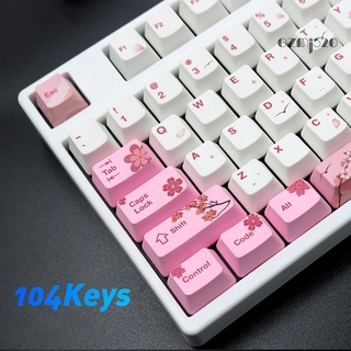 104 Keys PBT Pink Sakura Pattern Keycaps Replacement Set Keyboard Accessory