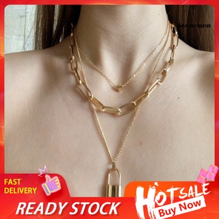 Set De collar con cadena gruesa Multi-capa en forma De candado para mujer
