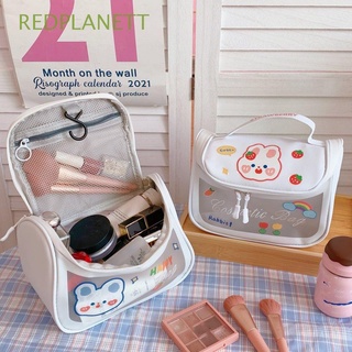 REDPLANETT Cute Cosmetic Bag Large Capacity Travel Organizer Makeup Bags Women Toiletry Bag Portable Transparent Reusable PU Wash Bags