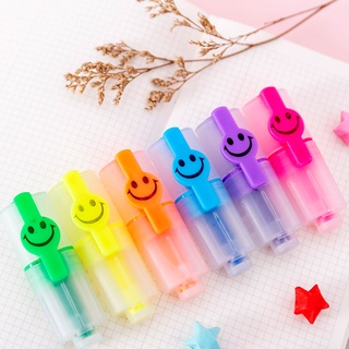 6 unids/set lindo Mini resaltador sonriente pintura pluma marcadores Kawaii papelería escuela suministros de oficina pluma fluorescente shangshu (1)