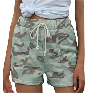*dmgo*=mujeres verano cordón elástico cintura casual impresión suelta pantalones cortos bolsillos pantalones