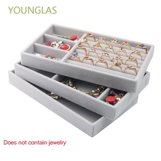 YOUNGLAS multifunción joyero embalaje joyería caja de almacenamiento 1Pc moda terciopelo cuadrado bandeja caso organizador de exhibición (1)