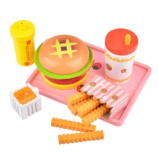 Juego De juguetes De cocina simulación De madera fresa hamburguesa Comida Comida cocina juguetes Para niños juego De roles-papas Fritas (3)