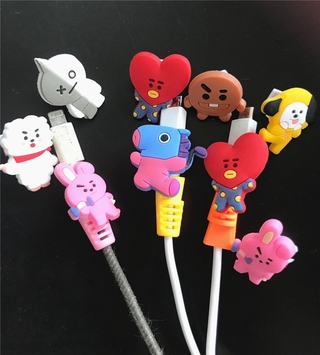 stadays coreano kpop de dibujos animados de silicona enrollador de cable funda protectora bts cable protector de mordida titulares de carga 5 cm b para iphone/android