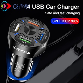 Chink práctico cargador de coche Universal de carga rápida de 4 puertos USB Auto nuevo adaptador de teléfono inteligente QC pantalla LED/Multicolor