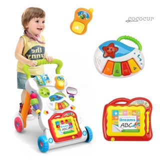cococu cochecito de bebé música walker juguete anti-rollover aprendizaje caminar carro infantil