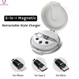 cable cargador portátil retráctil 3 en 1 magnético para celular