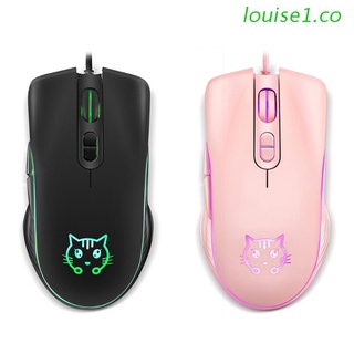 louise1 Braided USB Wired Optical Mouse 2400DPI Adjustable RGB Light for Laptop Computer