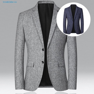 troubleba Autumn Winter Men Suit Coat Pure Color Lapel Suit Jacket All Match for Daily Wear
