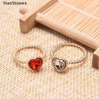 Haostones 3 pzs anillos de mariposa con diamantes de imitación/juego de anillos de corazón de cristal para fiestas regalos MY