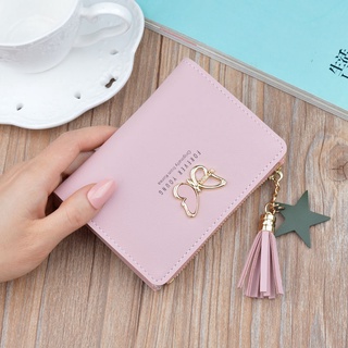 pequeña cartera de las mujeres corta mariposa borla cremallera lindo monedero moda estilo coreano estudiante cartera cartera