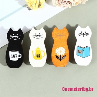 Onemetertbg 4 piezas creativo Kawaii gato Mini decoración artesanal de madera Natural Clips fotos clavijas