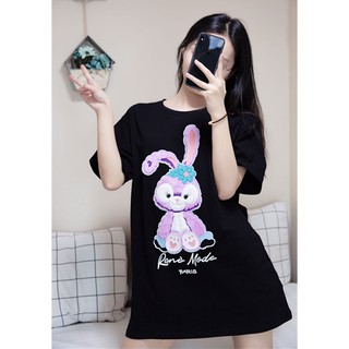 2021 mujer suelta camiseta de manga corta verano lindo de dibujos animados conejo Tops impreso blusa baju perempuan (4)