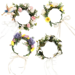 CLYSMABLE Fashion Wedding Wreath Home Decor Crown Flower Headbands Women Festival Girl Adjustable Hair Accessories (1)