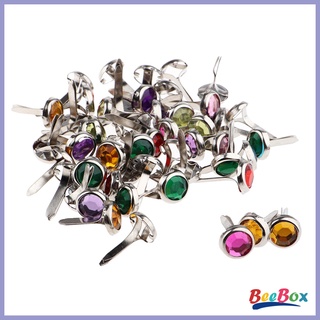 Beebox 50 piezas de cabeza redonda de diamantes de imitación de Metal sujetador de papel decorativo Brad para manualidades