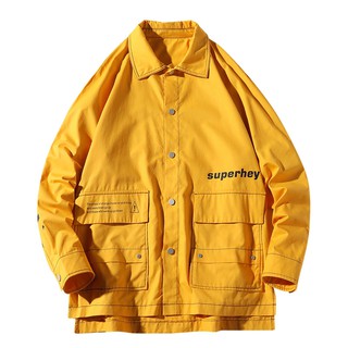 chaquetas de marca para hombre otoño joven abrigos de moda de moda collar de alta calle multi bolsillo chaquetas de coach