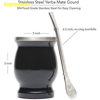 {[Emprichman]} Yerba Mate calabaza Set de doble pared de acero inoxidable Mate taza de té y Bombilla Set (2)