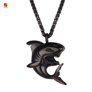 Metal Shark Pendant Necklace for Men Fish with Twisted Chain Fashion and Cool Necklace for Men Women