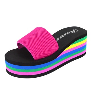 [EXQUIS] mujer moda plataforma baño zapatillas cuña zapatos de playa sandalias de tacón alto