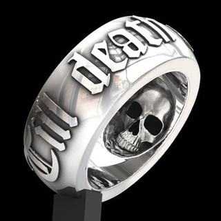 anillo de calavera perdurable estilo punk rock punk thai plata negro anillo