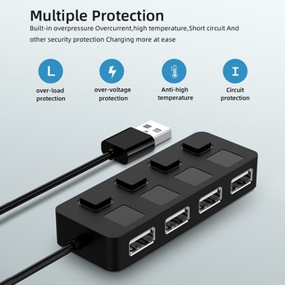 usb 2.0 hub multi 4 puertos splitter expansor usb adaptador de alimentación para laptop pc