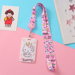 Cordón De Hello Kitty Con Tarjetero Retráctil Titular De Identificación