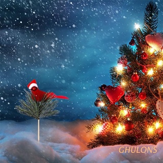 ghulons 6 piezas artificial rojo cardenal realista pluma pájaros árbol de navidad adornos decoraciones de vacaciones