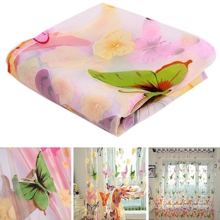 Cortina de tul con estampado de mariposa romántica de 1 m X 2 m/decoración de habitación de niños persianas ventana/Color fresco mariposa diseño cenefa