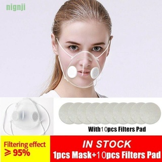 [nin] máscaras faciales transparentes transparentes y 10pcs Fliter Anti-gotas respirador cubierta de boca