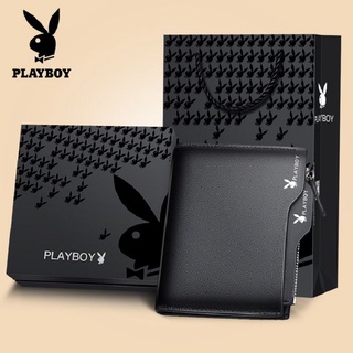 Cartera de la billetera con cremallera Playboy "licencia de conducir cargable" con bolsos de bolsos de tarjeta para hombres de ocio juvenil de hojas sueltas