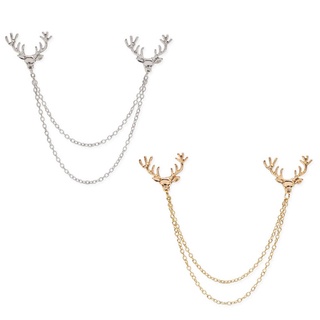 piroso broche de astilla regalo ciervo alce oro moda joyería accesorio reno camisa cuello doble cadena cornamentas/multicolor (4)