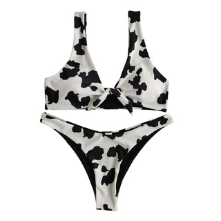 Conjunto de Bikini con estampado de vaca para mujer/traje de baño brasileño Push-Up/traje de baño (1)