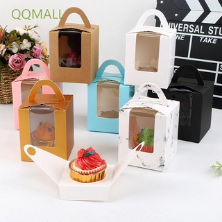 Qqmall 10 cajas de cupcakes multicolores para fiestas, embalaje, cupcakes, tartas de hadas para panadería, Mini individual, con ventana transparente, soporte decorativo para tartas, Multicolor