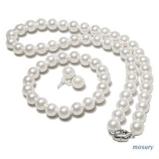 mosury perlas cultivadas de agua dulce conjunto de collar de plata 925 pendientes de tuerca impresionante pulsera joyería para las mujeres
